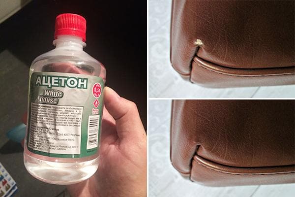 Acétone pour la restauration du cuir artificiel