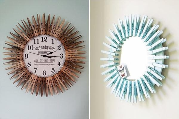 Cadres ronds en pinces à linge pour horloges murales et miroirs