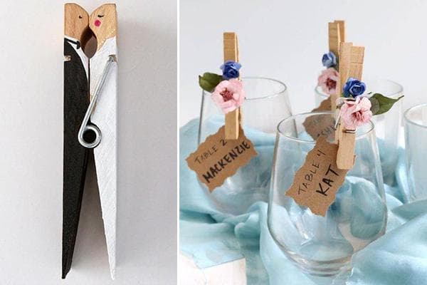 Décoration de mariage à partir de pinces à linge