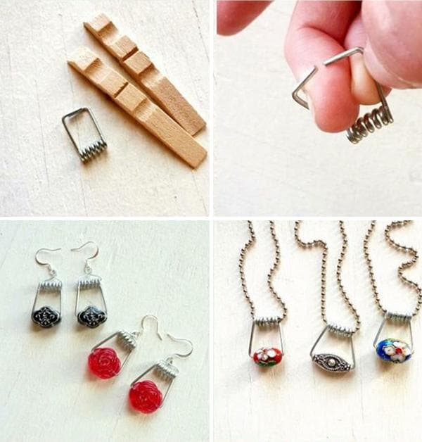 Bijoux fabriqués à partir de ressorts de pinces à linge
