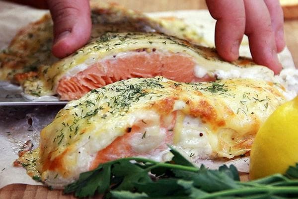 Saumon. cuit au fromage