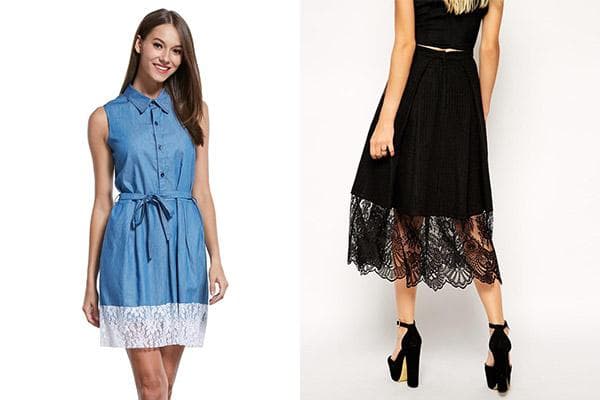 Dentelle au bas de la robe