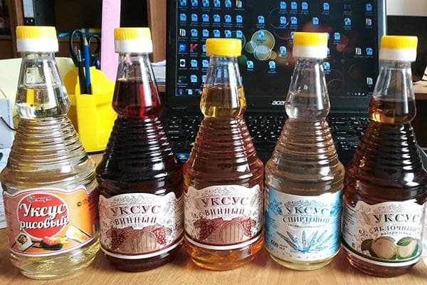 Différents types de vinaigre