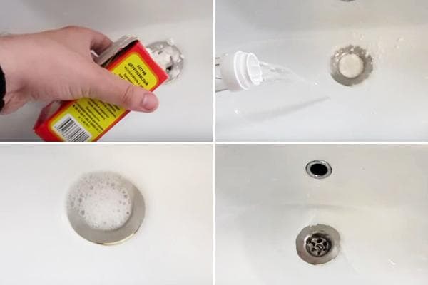 Nettoyer un évier bouché avec du bicarbonate de soude et du vinaigre