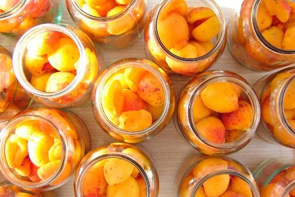 Abricots en bocaux en verre