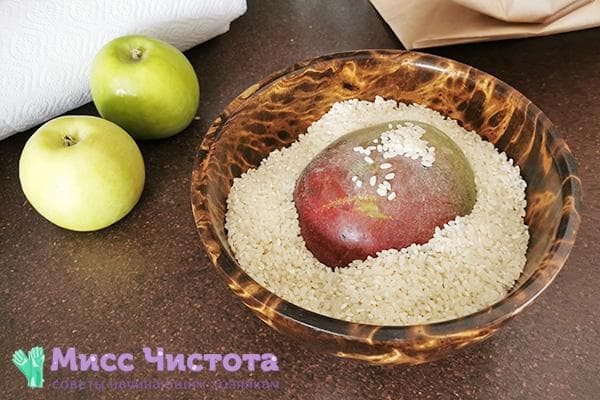 Mangue dans un bol avec du riz