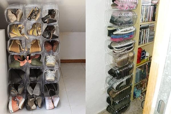 Organisateur de chaussures fabriqué à partir de bouteilles en plastique