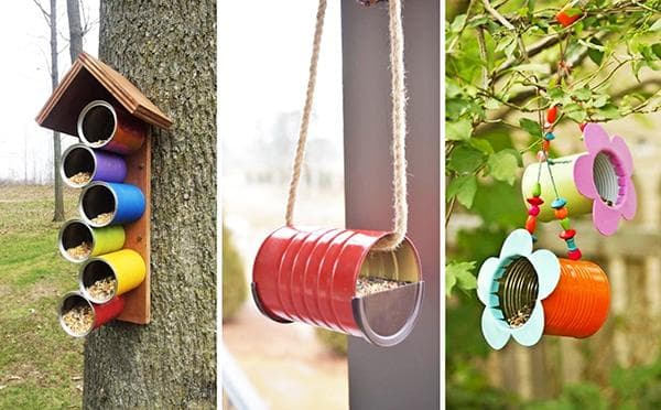 Mangeoires fabriquées à partir de boîtes de conserve