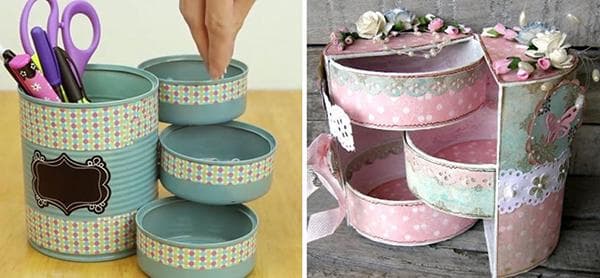 Organisateurs fabriqués à partir de canettes de style provençal