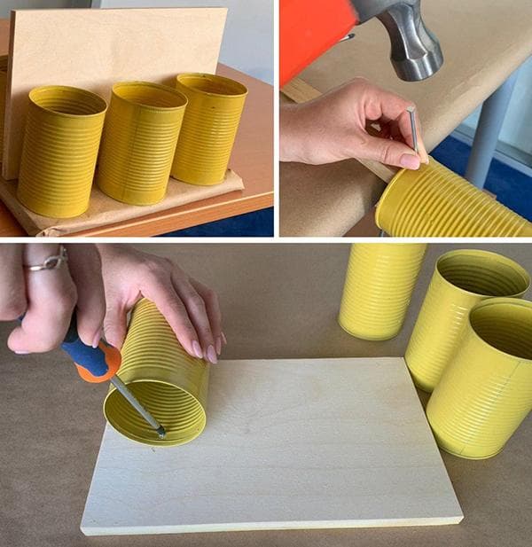 Fabriquer un organisateur à partir de boîtes de conserve peintes