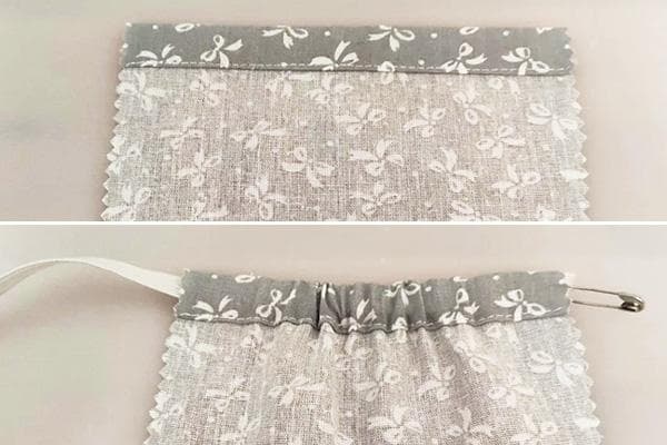 Enfiler l'élastique dans le bord fini du produit