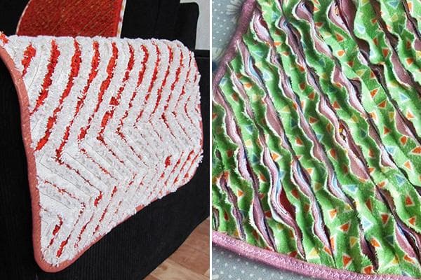 Tapis chenille fabriqués à partir de vieux draps