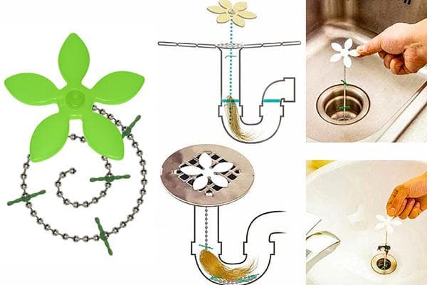 Attrape-cheveux sur chaîne pour vidanger une baignoire ou un lavabo