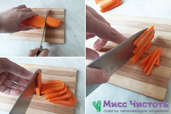 Couper les carottes en lanières