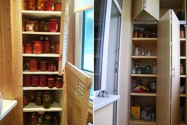 Ranger des pots d’ingrédients faits maison sur le balcon