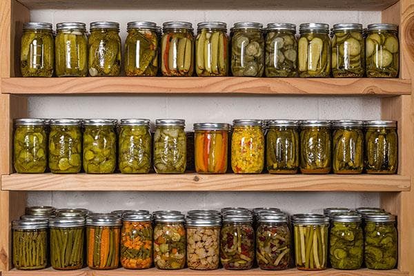 Étagères avec conserves