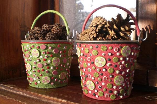 Seaux à mayonnaise décorés