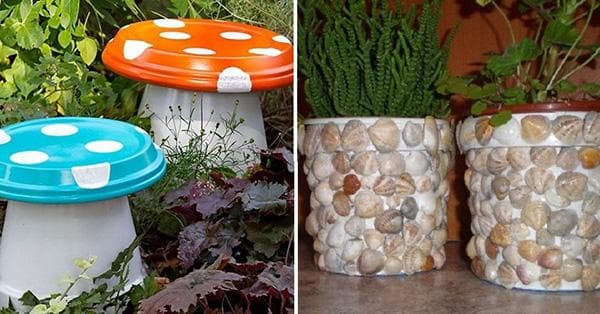 Seaux en plastique dans la conception de jardins