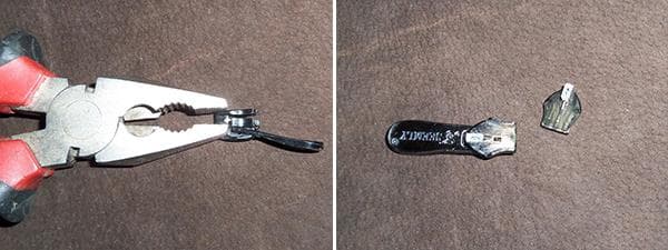 Curseur de fermeture éclair cassé