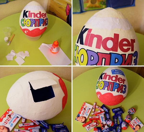 Grande surprise kinder en papier mâché