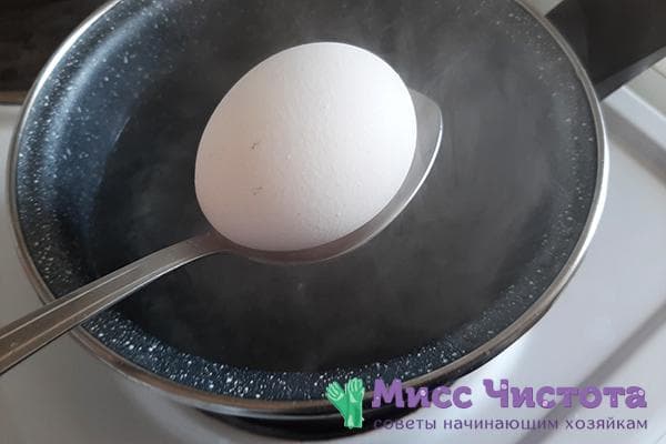 Oeuf et eau bouillante