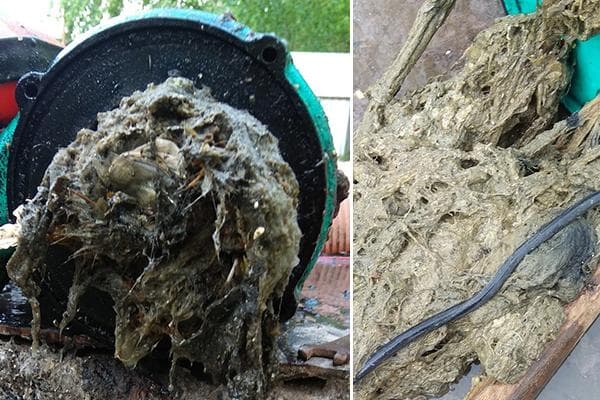 Drain bouché avec des lingettes humides