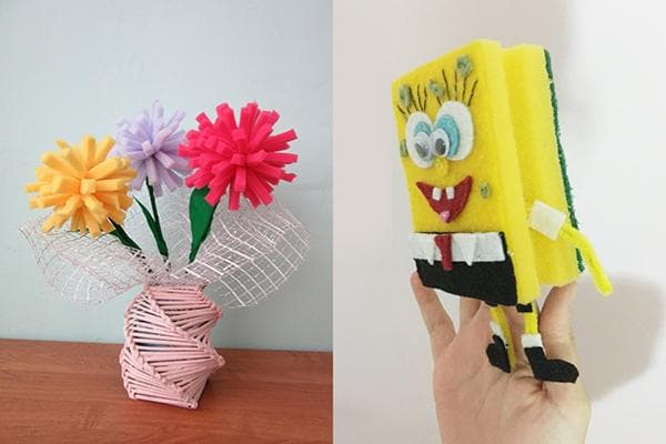 Artisanat à partir d'éponges à vaisselle
