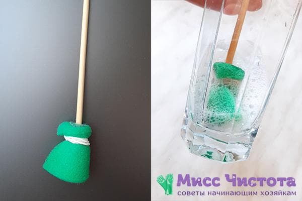 Brosse à vaisselle en éponge et bâtonnets de sushi