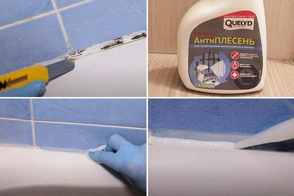 Remplacement du mastic endommagé par la moisissure