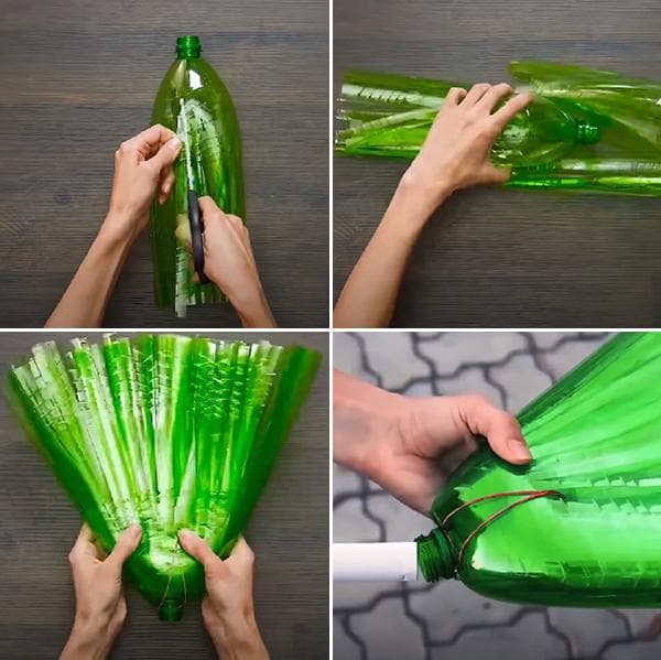Balai de jardin fabriqué à partir de bouteilles en plastique