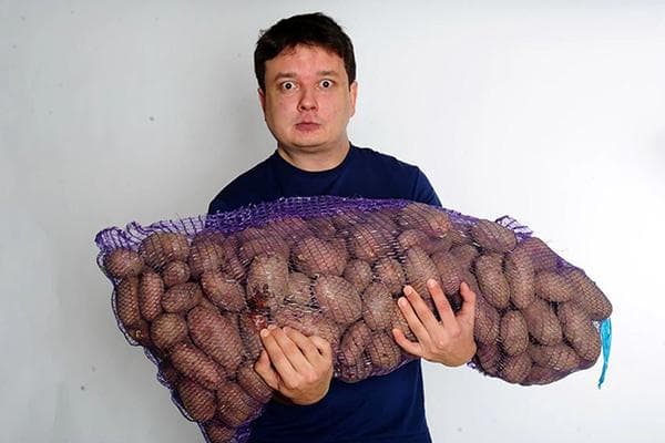 Homme avec un sac de pommes de terre
