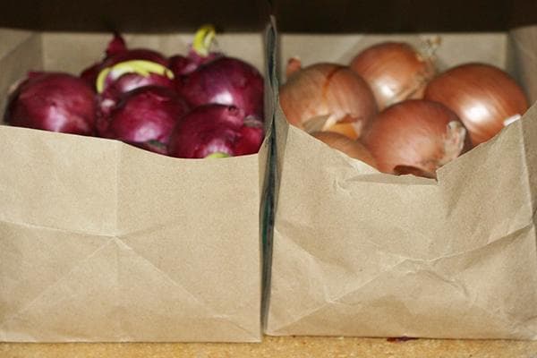 Conserver les oignons dans des sacs en papier