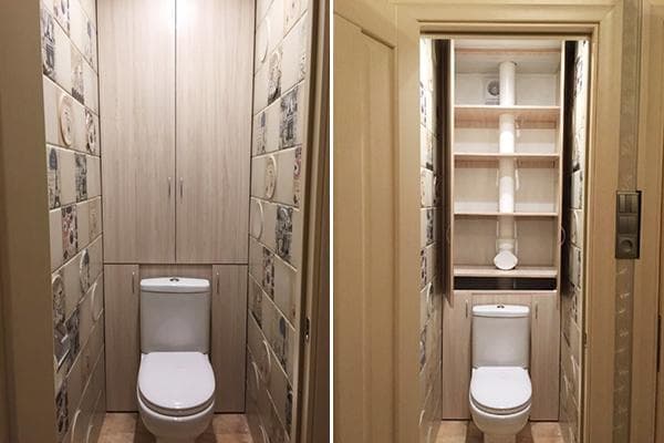 Armoire de ménage au dessus des toilettes