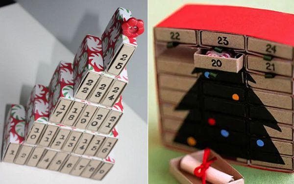Calendrier de l'Avent réalisé à partir de boîtes d'allumettes