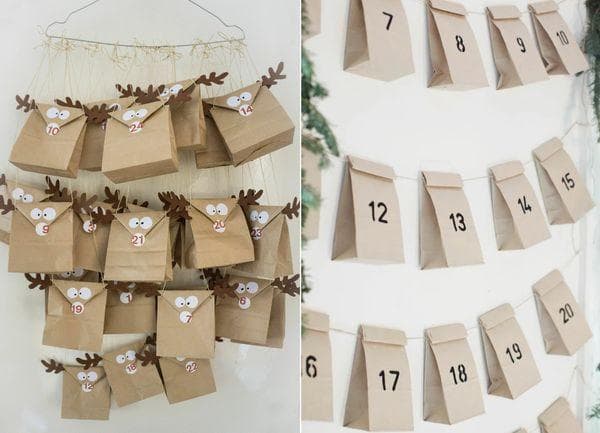 Calendrier de l'Avent réalisé à partir de sacs en papier