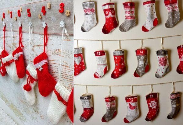 Calendrier composé de chaussettes et de mitaines