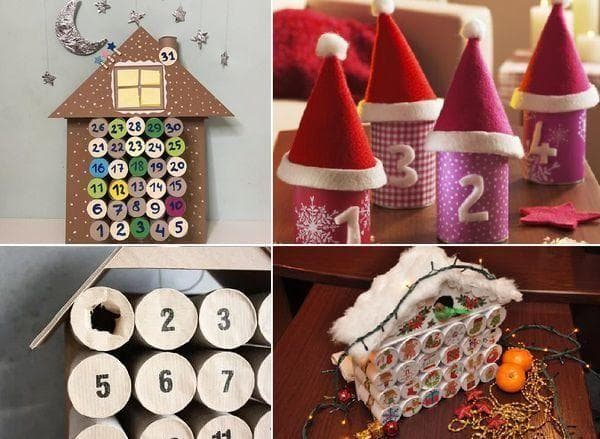 Calendrier de l'Avent en tubes de carton