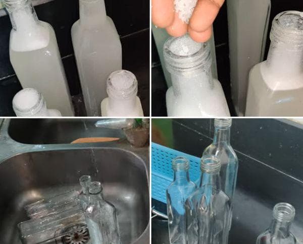 Nettoyer les bouteilles avec du riz