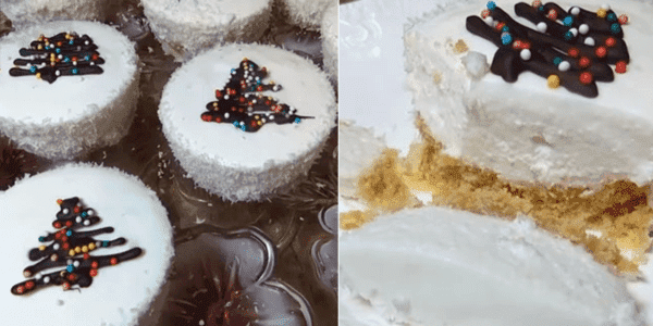 Gâteau de sapin de Noël enneigé