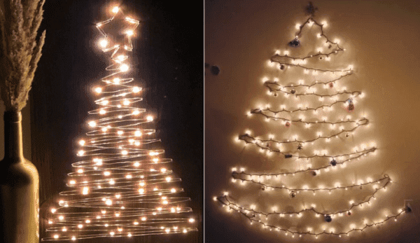 Sapin de Noël en zigzag sur le mur