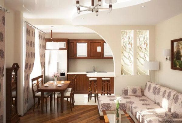 Séjour cuisine avec arche