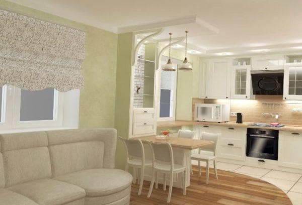 Combinant le salon avec la cuisine.