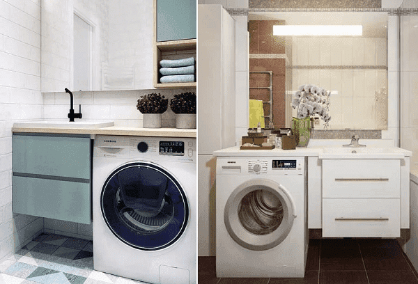 Machine à laver sous le comptoir à l'intérieur