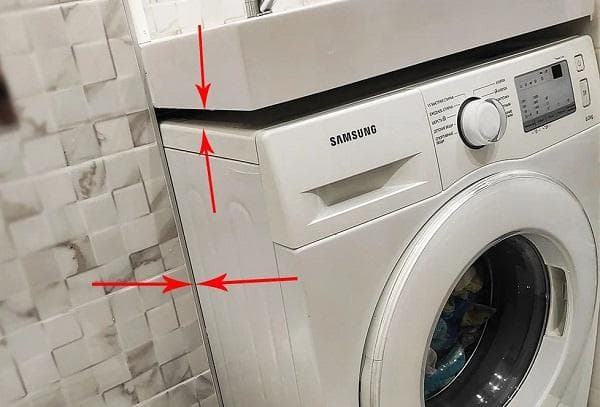 Espace entre la machine et le comptoir