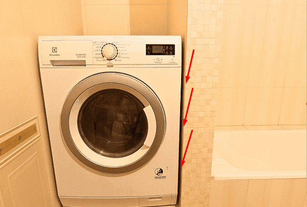 L'espace entre le mur et la machine à laver