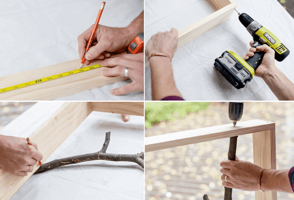 Cintre composé de lattes et de branches noueuses