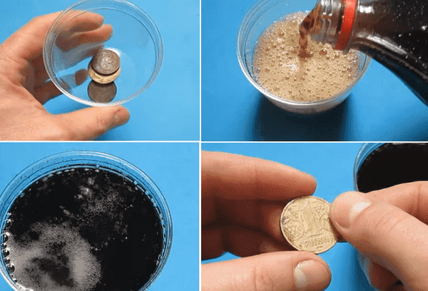 Nettoyer les pièces avec Coca-Cola