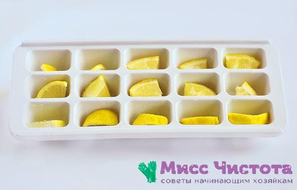 placez le citron dans un plateau de congélation