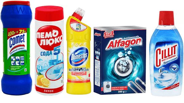 Produits de nettoyage achetés en magasin