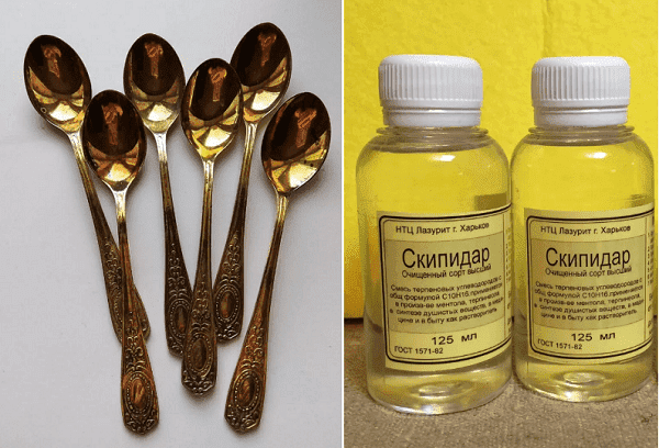 Térébenthine pour nettoyer les fourchettes plaquées or